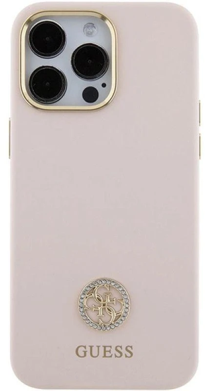 Dėklas GUESS GUHCP15XM4DGPPP IPHONE 15 PRO MAX 6.7 "LIGHT Rožinis/Rožinis HARDCASE SILICONE LOGO STRASS 4G