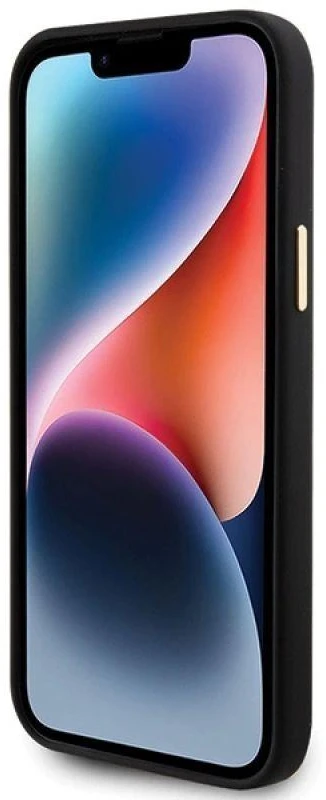 Guess GUHCP15SM4DGPK Apple iPhone 15 / 14 / 13 6.1″juodos spalvos kietas dėklas Silicone Logo Strass 4G