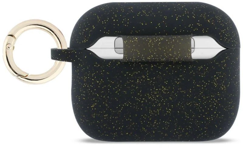 Guess Silikoninis dėklas su blizgučių žiedu, skirtas AirPods Pro 3 - Juodas