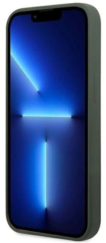 Guess GUHMP13LSPLA Apple iPhone 13 Pro / 13 6,1″ khaki kietas dėklas Silicone Logo Plate MagSafe