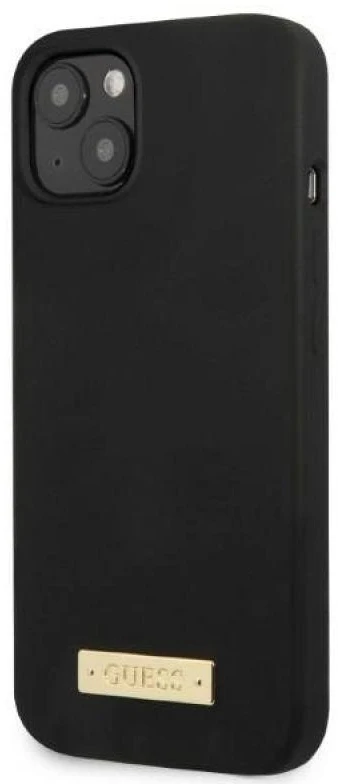 Guess GUHMP13SSPLK Apple iPhone 13 mini 5,4″ juodos spalvos kietas dėklas Silicone Logo Plate MagSafe