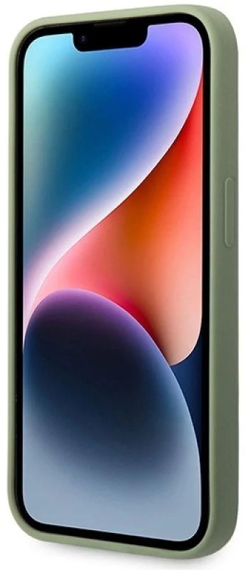 Guess dėklas, skirtas iPhone 14 Pro Max 6,7 GUHMP14XSBPLA khaki spalvos hard dėklas, skirtas Liquid Silicone Logo Plate MagSafe