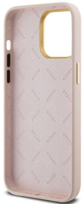 Dėklas GUESS GUHCP15XSMBSLP IPHONE 15 PRO MAX 6.7 "Rožinis/Rožinis HARDCASE SILICONE SCRIPT METAL LOGO & FLAME