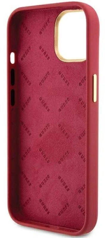 Guess GUHCP15SSMBSLM Apple iPhone 15 / 14 / 13 6.1″ magenta kietas dėklas Silicone Script Metal Logo & Frame