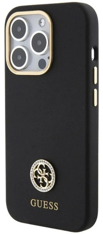 Guess GUHCP15LM4DGPK Apple iPhone 15 Pro 6.1″ juodos spalvos kietas dėklas Silicone Logo Strass 4G