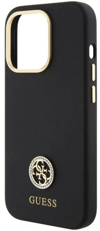 Guess GUHCP15LM4DGPK Apple iPhone 15 Pro 6.1″ juodos spalvos kietas dėklas Silicone Logo Strass 4G