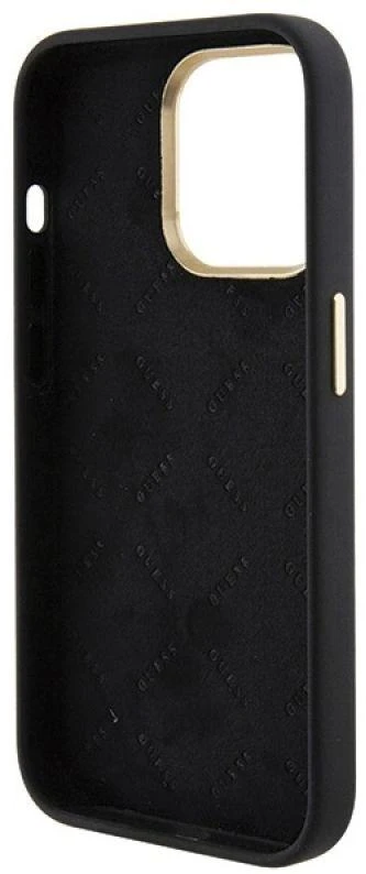 Guess GUHCP15LM4DGPK Apple iPhone 15 Pro 6.1″ juodos spalvos kietas dėklas Silicone Logo Strass 4G