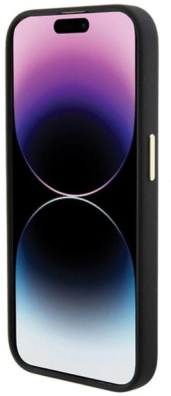 Guess GUHCP15LM4DGPK Apple iPhone 15 Pro 6.1″ juodos spalvos kietas dėklas Silicone Logo Strass 4G
