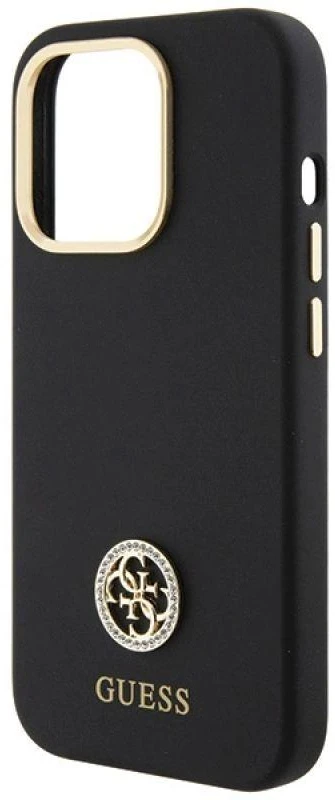 Guess GUHCP15XM4DGPK Apple iPhone 15 Pro Max 6.7″ juodos spalvos kietas dėklas Silicone Logo Strass 4G