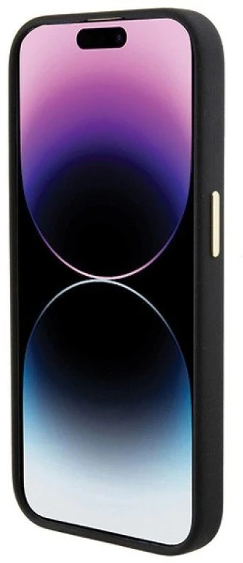 Guess GUHCP15XM4DGPK Apple iPhone 15 Pro Max 6.7″ juodos spalvos kietas dėklas Silicone Logo Strass 4G