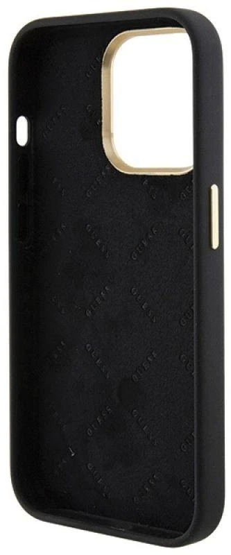 Guess GUHCP15XM4DGPK Apple iPhone 15 Pro Max 6.7″ juodos spalvos kietas dėklas Silicone Logo Strass 4G