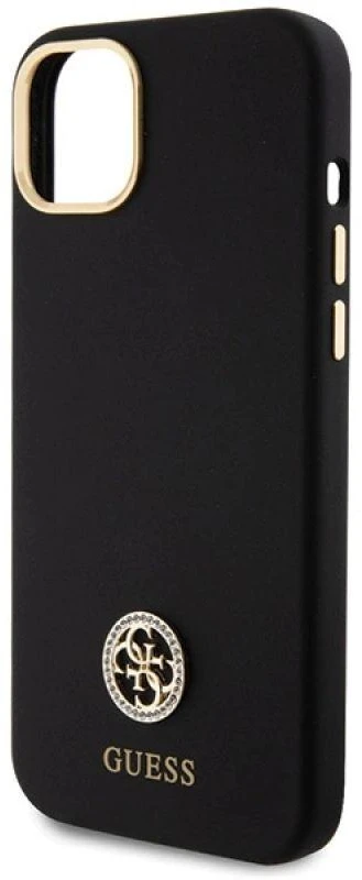 Guess GUHCP15M4DGPK Apple iPhone 15 Plus / 14 Plus 6.7″ juodos spalvos kietas dėklas Silicone Logo Strass 4G