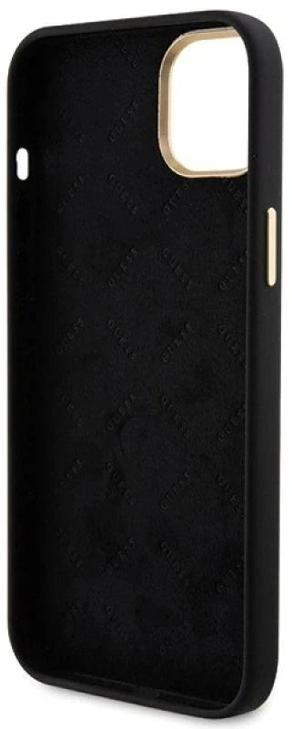 Guess GUHCP15M4DGPK Apple iPhone 15 Plus / 14 Plus 6.7″ juodos spalvos kietas dėklas Silicone Logo Strass 4G