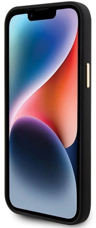 Guess GUHCP15M4DGPK Apple iPhone 15 Plus / 14 Plus 6.7″ juodos spalvos kietas dėklas Silicone Logo Strass 4G