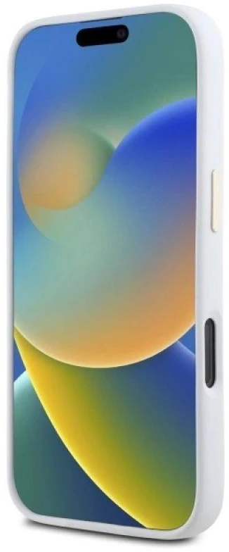 Guess GUHCP16LM4DGPH Apple iPhone 16 Pro 6.3″ baltos spalvos kietas dėklas Silicone Logo Strass 4G