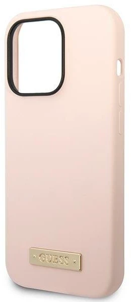 Guess GUHMP14LSBPLP iPhone 14 Pro 6,1" rožinis/rožinis kietas dėklas su silikoniniu logotipu ir MagSafe logotipu