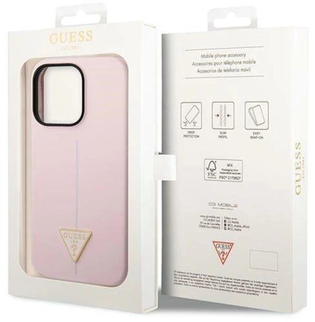 Dėklas Guess Silicone Triangle iPhone 14 Pro 6.1" Case - Violetinė
