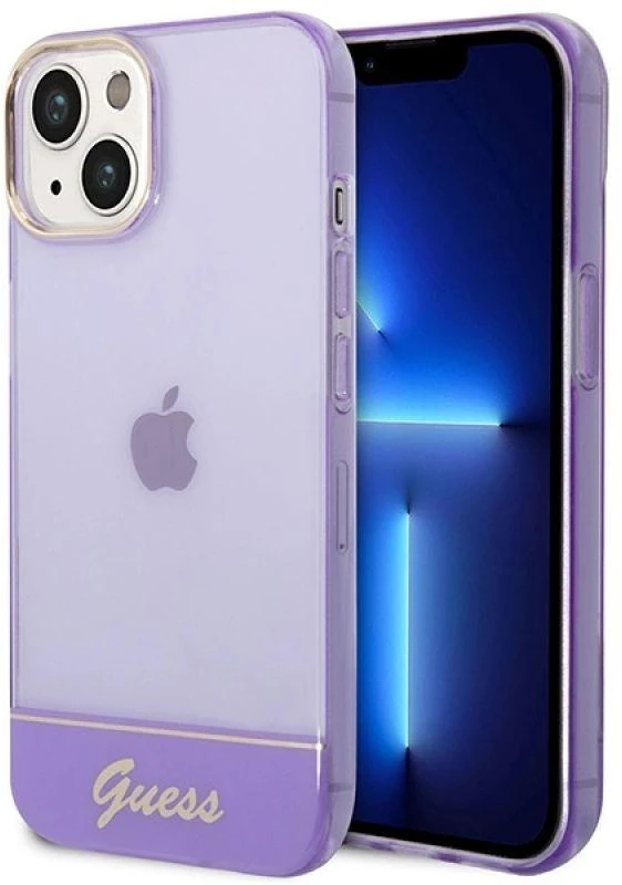 Guess GUHCP14SHGCOU Apple iPhone 14 / 15 / 13 6.1" dėklas telefonui violetinės spalvos hardcase Translucent