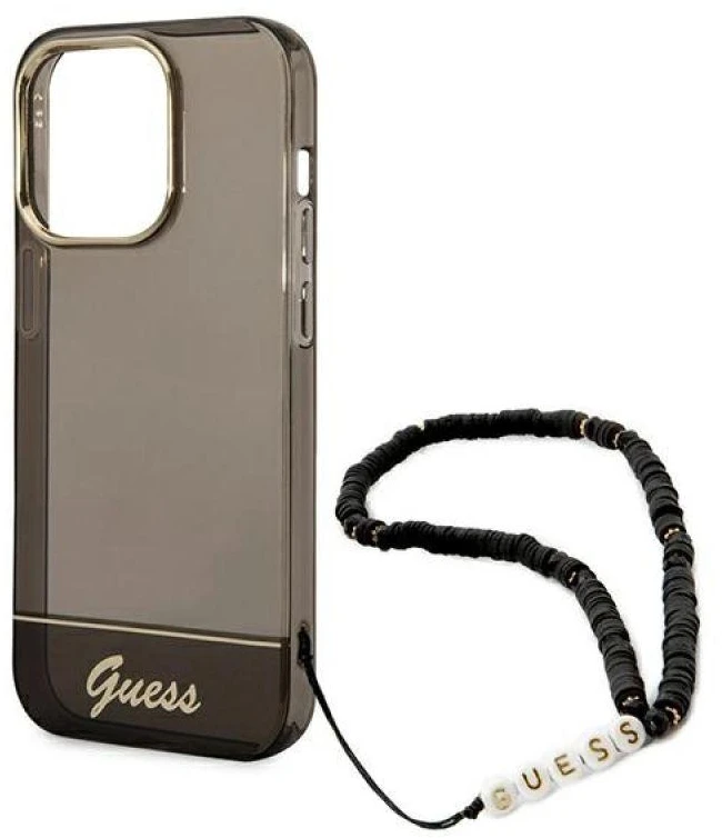 Dėklas Guess GUHCP14LHGCOHK Apple iPhone 14 Pro 6,1″ juodos spalvos hardcase Translucent Pearl Strap