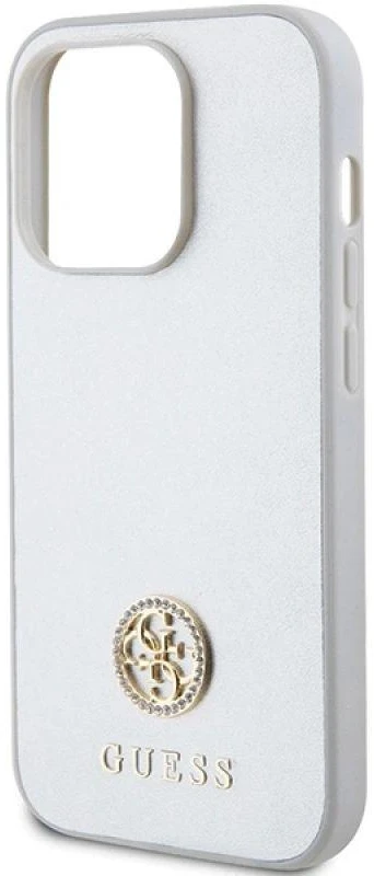 Guess GUHCP15LPS4DGPS Apple iPhone 15 Pro 6.1″ sidabrinis kietas dėklas Strass Metal Logo