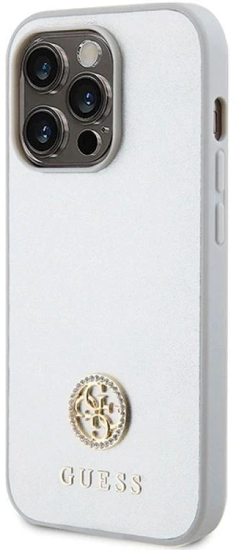 Guess GUHCP15LPS4DGPS Apple iPhone 15 Pro 6.1″ sidabrinis kietas dėklas Strass Metal Logo