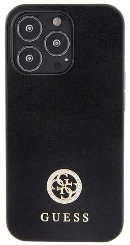 Guess GUHCP13LPS4DGPK Apple iPhone 13 Pro 6.1″ juodos spalvos kietas dėklas Strass Metal Logo