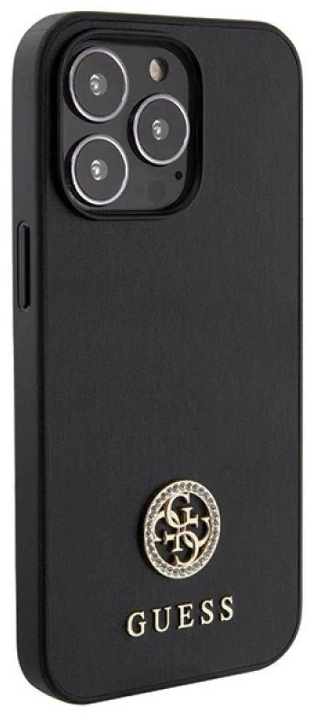 Guess GUHCP13LPS4DGPK Apple iPhone 13 Pro 6.1″ juodos spalvos kietas dėklas Strass Metal Logo