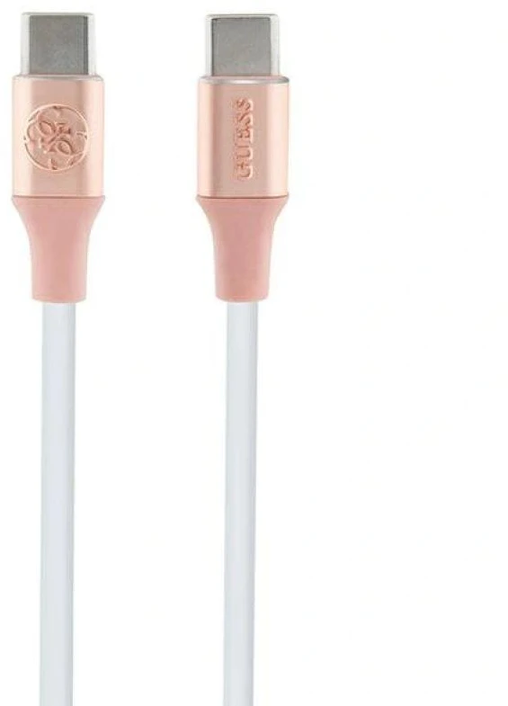 Guess GUCCLALRGDP USB-C – USB-C laidas 1,5 m Fast Charging rožinės spalvos Ebossed Logo