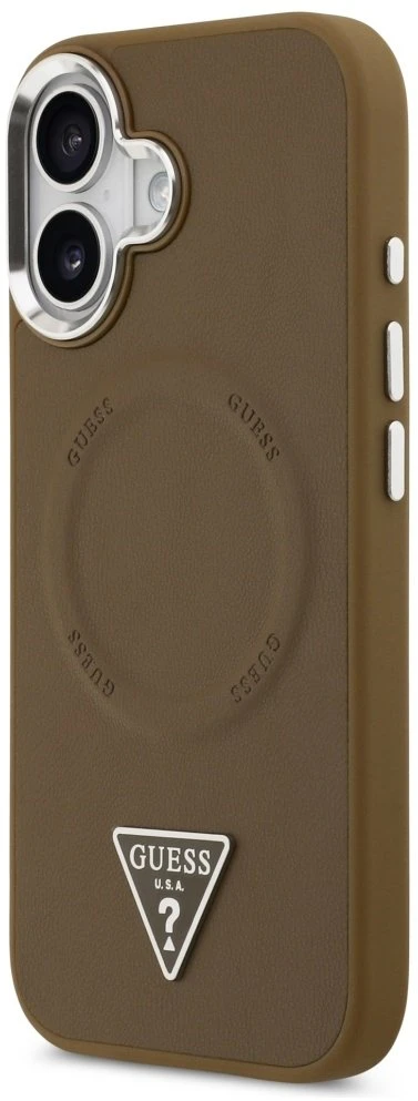 „Guess“ trikampio formos logotipo „MagSafe“ dėklas, skirtas „iPhone 17“ – rudas