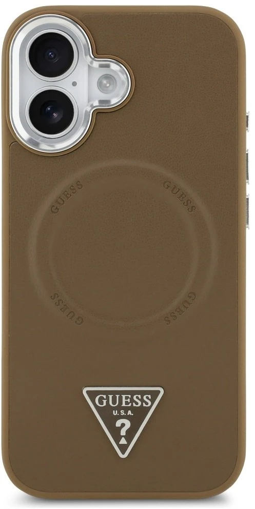 „Guess“ trikampio formos logotipo „MagSafe“ dėklas, skirtas „iPhone 17“ – rudas