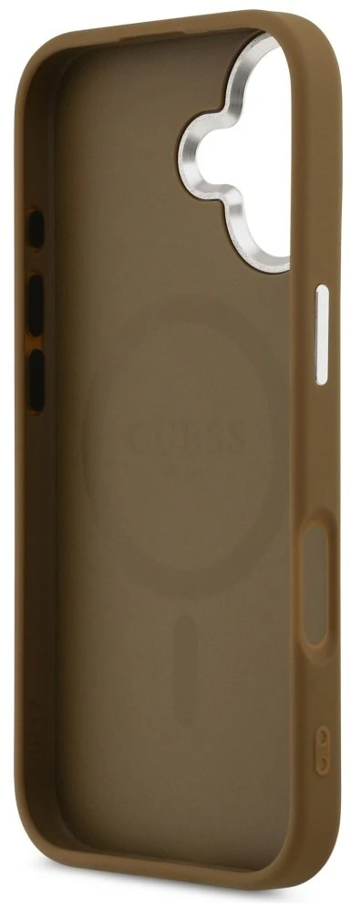 „Guess“ trikampio formos logotipo „MagSafe“ dėklas, skirtas „iPhone 17“ – rudas