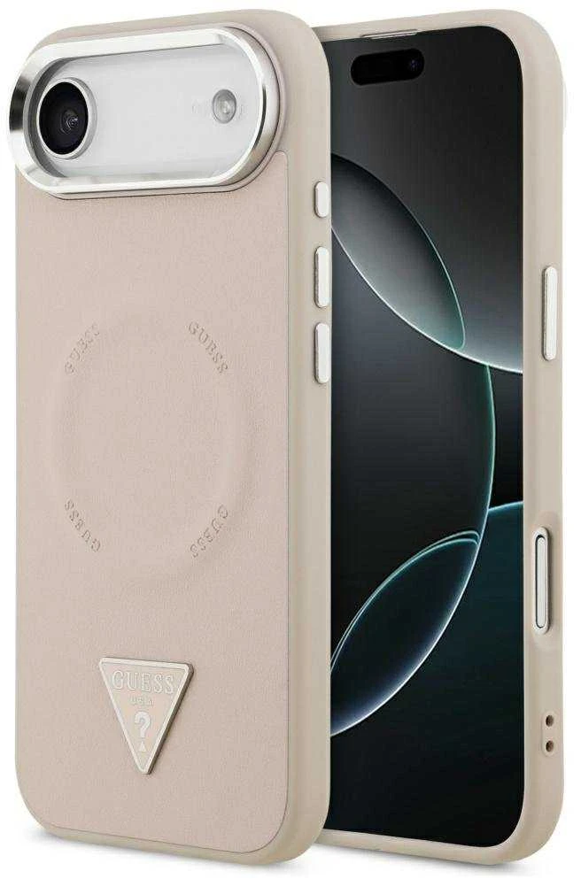 Guess PU Leather Triangle Logo MagSafe dėklas skirtas Apple iPhone Air rožinės spalvos