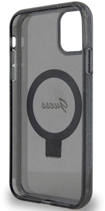 Dėklas GUESS GUHMN61HRSGSK IPHONE 11 / XR 6.1 "Juodas / Juodas HARDCASE RING STAND SCRIPT GLITTER MAGSAFE