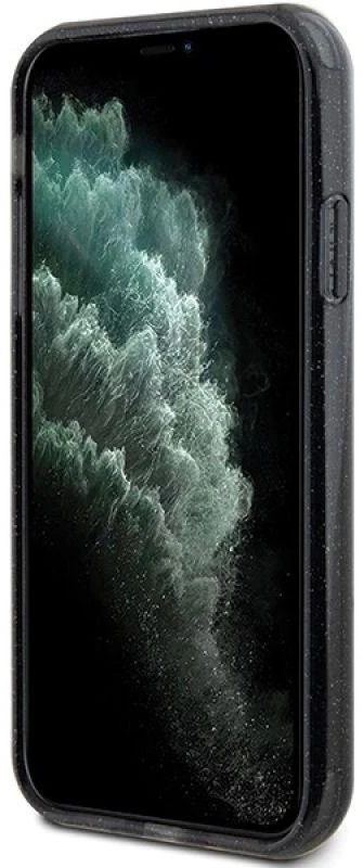 Dėklas GUESS GUHMN61HRSGSK IPHONE 11 / XR 6.1 "Juodas / Juodas HARDCASE RING STAND SCRIPT GLITTER MAGSAFE