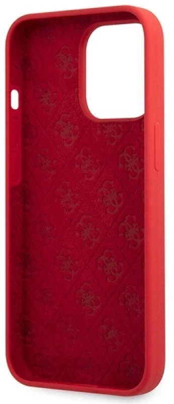 Guess telefono dėklas iPhone 13 Pro Max 6,7 GUHCP13XLSLMGRE bordo spalvos hard telefono dėklas Silikoninis Vintage auksinis Logo