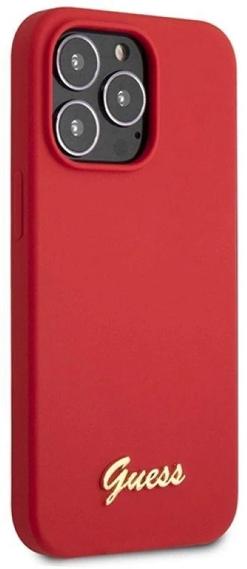 Guess telefono dėklas iPhone 13 Pro Max 6,7 GUHCP13XLSLMGRE bordo spalvos hard telefono dėklas Silikoninis Vintage auksinis Logo