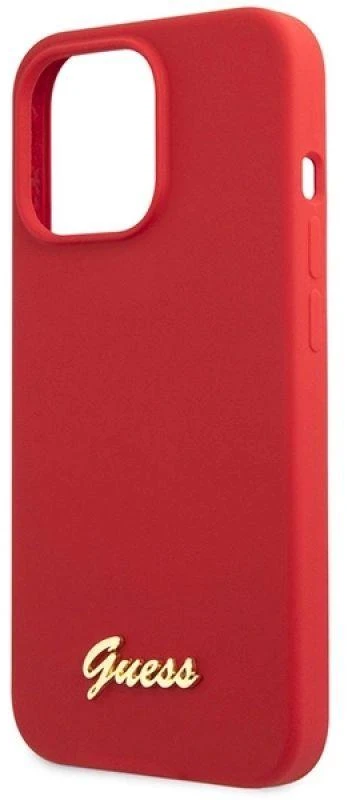 Guess telefono dėklas iPhone 13 Pro Max 6,7 GUHCP13XLSLMGRE bordo spalvos hard telefono dėklas Silikoninis Vintage auksinis Logo