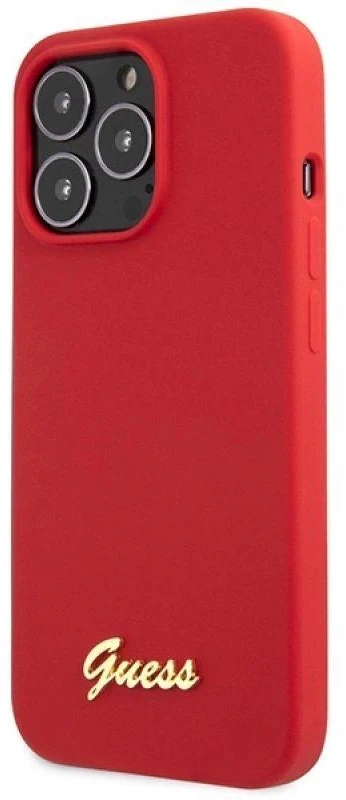 Guess telefono dėklas iPhone 13 Pro Max 6,7 GUHCP13XLSLMGRE bordo spalvos hard telefono dėklas Silikoninis Vintage auksinis Logo