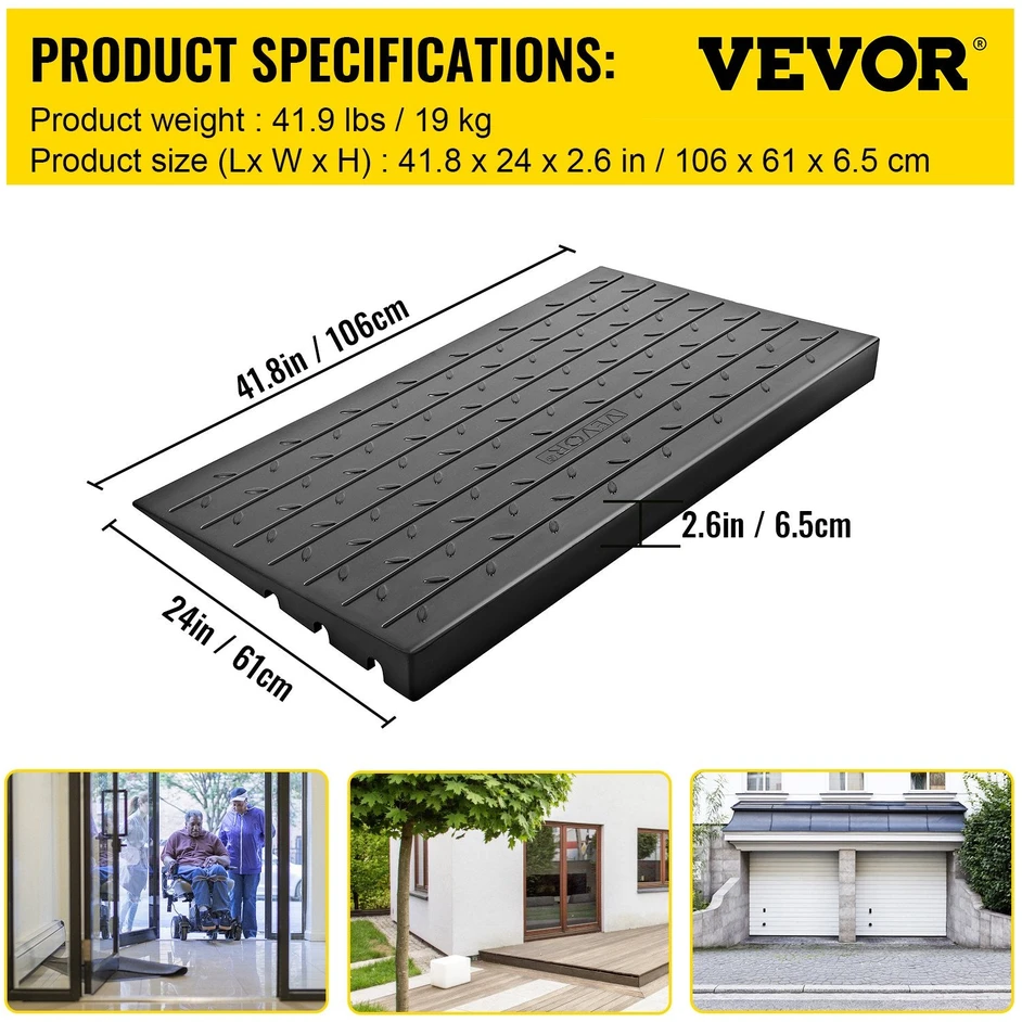 VEVOR Guminis slenkstis rampa 6.5 cm kilimas