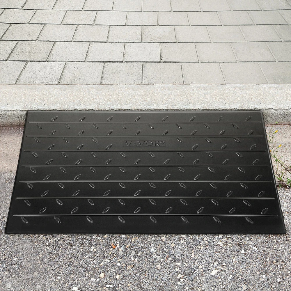 VEVOR Guminė slenksčio rampa, 10.2 cm aukščio, 3 kanalų laido dangtis, didelio našumo neįgaliųjų vežimėlio rampa durims, paspirtuko prieigos rampa