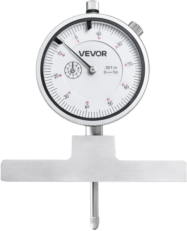 VEVOR Gylio mikrometro matuoklis griovelių, pakopų, skylių gyliui matuoti, tikslus mechaninis įrankis su 0-558.8 mm diapazonu, lengvai skaitoma skalė, gylio matavimo rinkinys, matavimo prietaisas