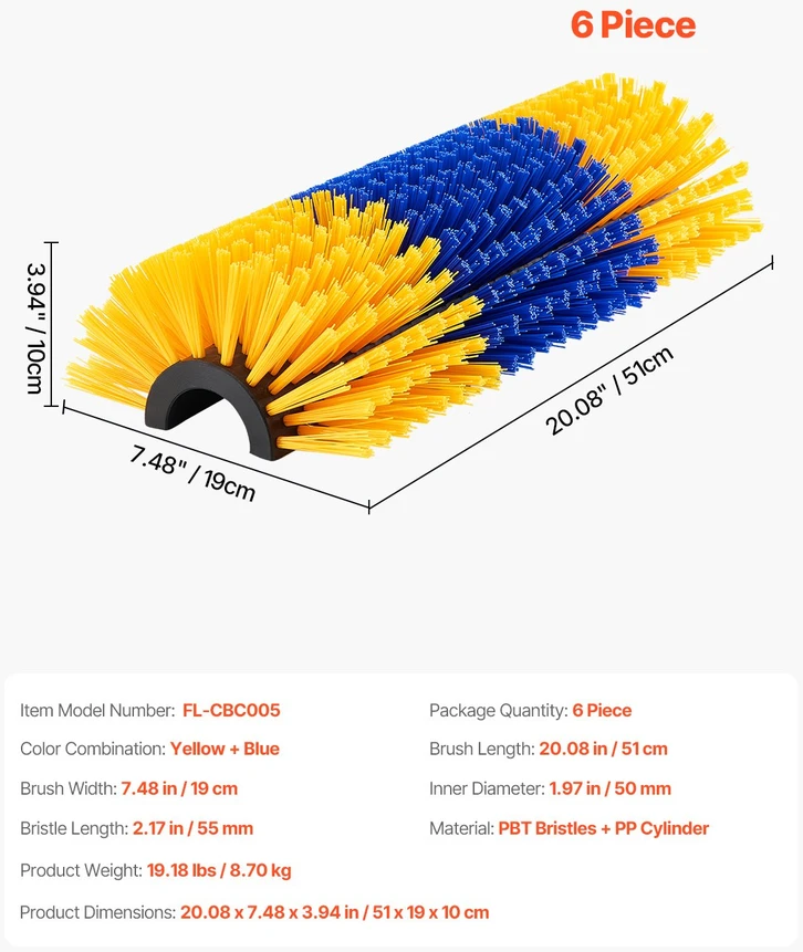 VEVOR Gyvūnų draskymo šepetys arkliams, 6 vnt., 51 cm