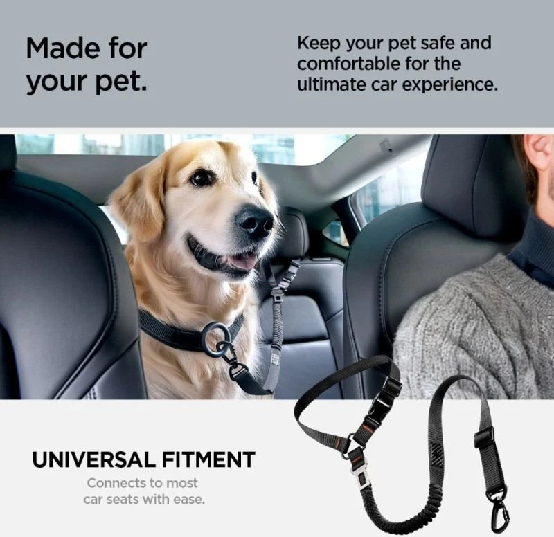 Spigen PS100 Universal Car Seat Belt Holder for pets juodos spalvos