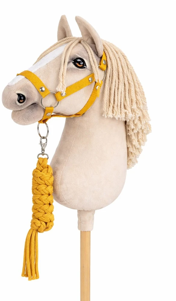 Super Hobby Horse Raitelio žirgelio komplektas vaikams su pavadžiu, gelsvas