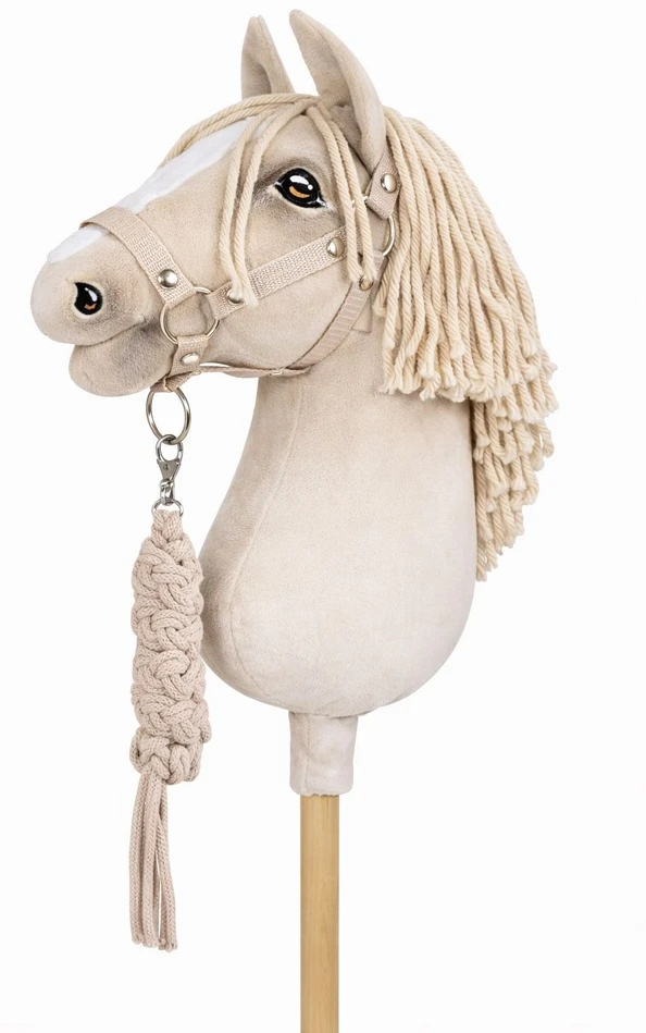 Super Hobby Horse Raitelio žirgo komplektas vaikams su pavadėliu, smėlio spalvos