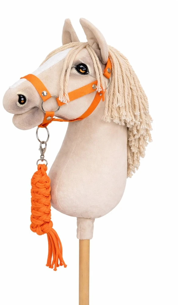 Super Hobby Horse Raitelio žirgo komplektas vaikams su pavadėliu, neoninė oranžinė