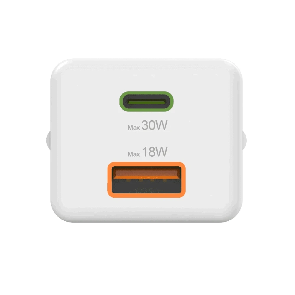 Hama mini 30W PD/QC 1x USB-C, 1x USB-A balta