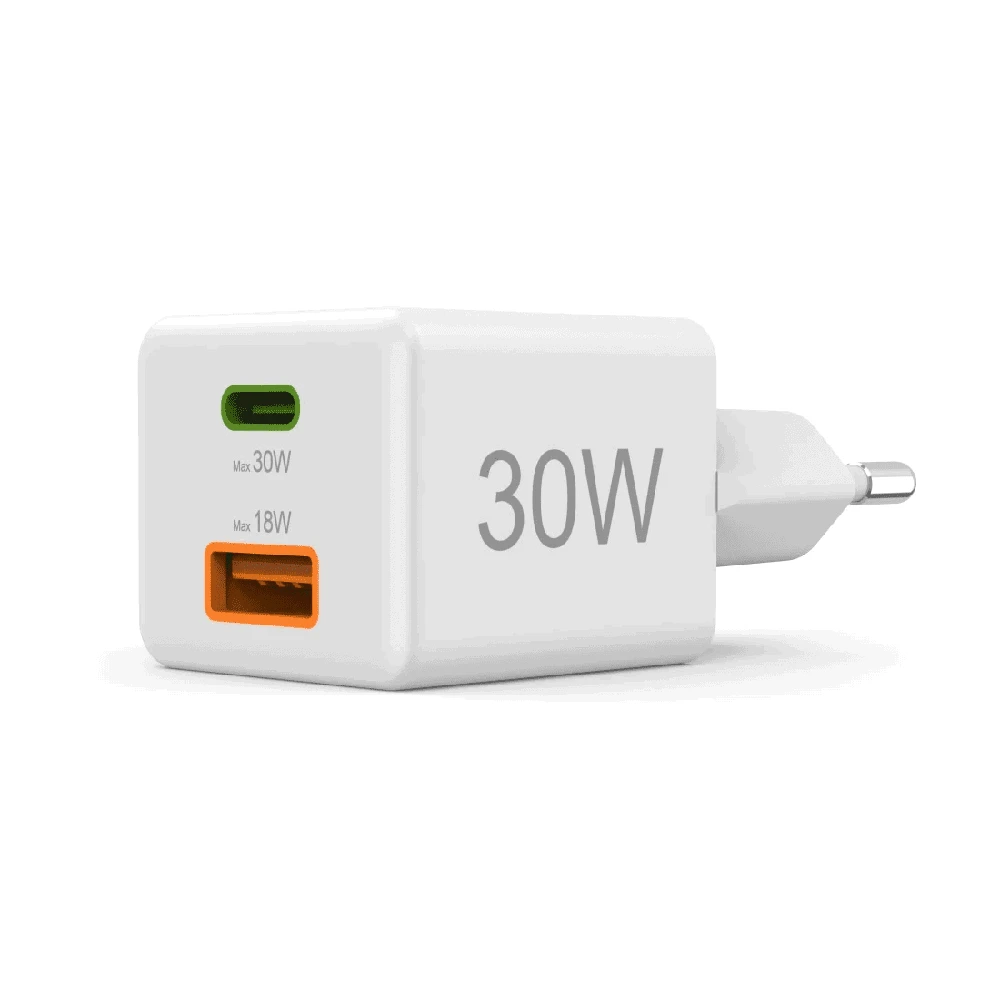 Hama mini 30W PD/QC 1x USB-C, 1x USB-A balta