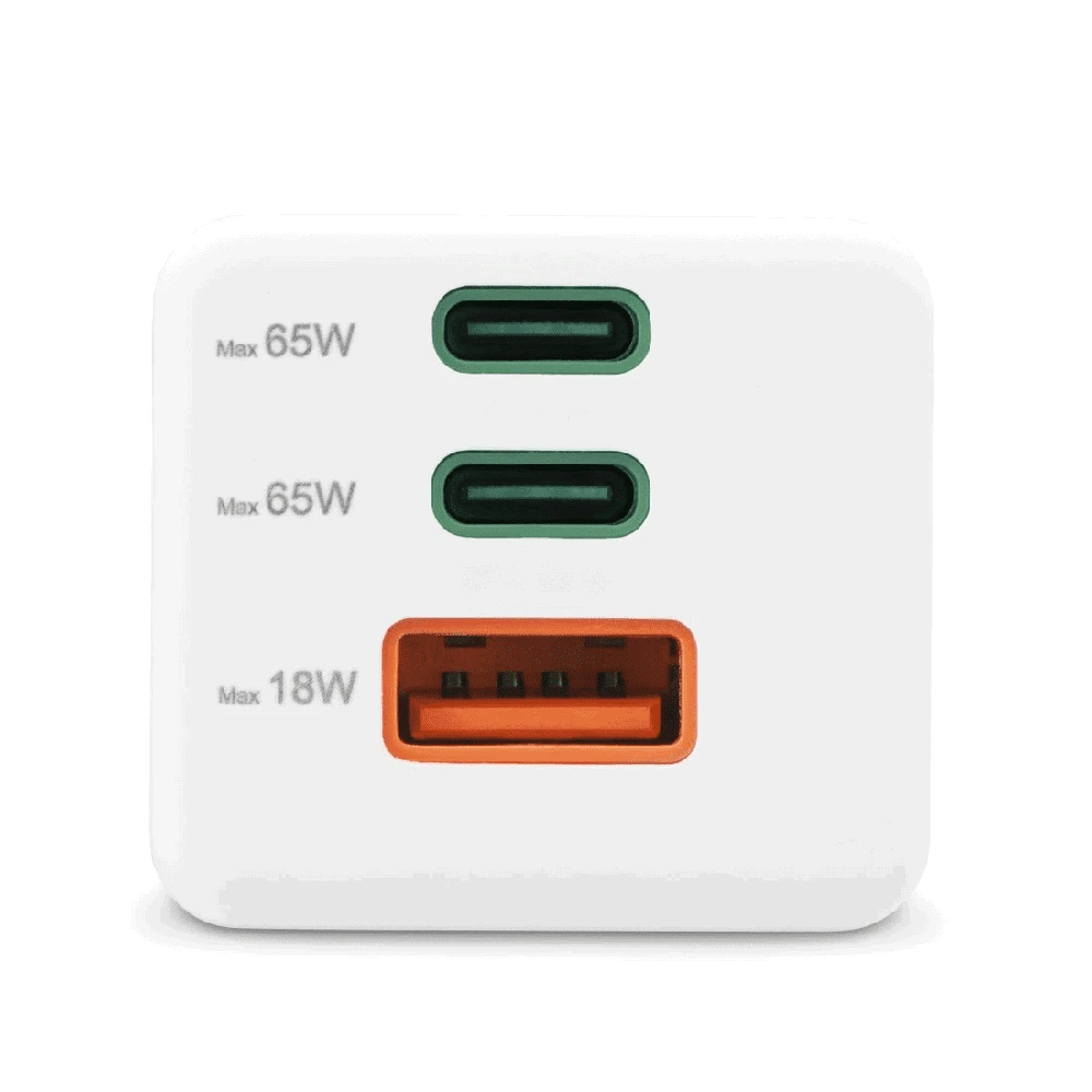 Hama mini GaN 65W PD/QC 2x USB-C, 1x USB-A balta
