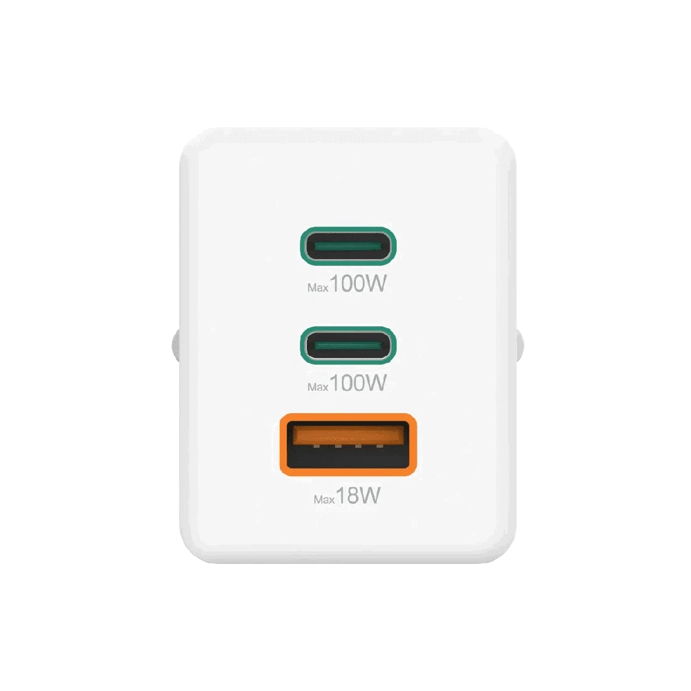 Hama mini 100W GaN PD/QC 2x USB-C, 1x USB-A balta